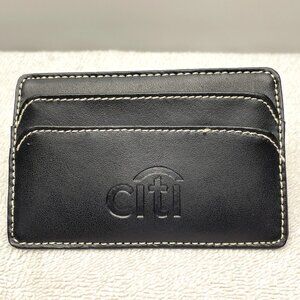 NWOT Citi Business Card Holder/Wallet, Leather, Black, Logo, 3 Pockets, 4 1/4" L